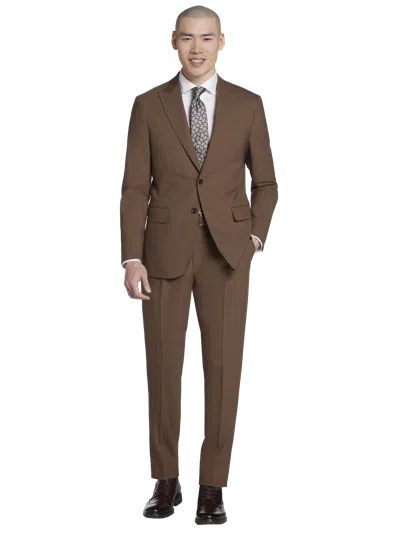 Joe Joseph Abboud Slim Fit Wool Blend Sharkskin Men's Suit Jacket In Brown