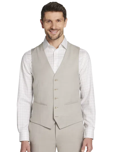 Joe Joseph Abboud Slim Fit Wool Blend Sharkskin Men's Suit Vest In Brown