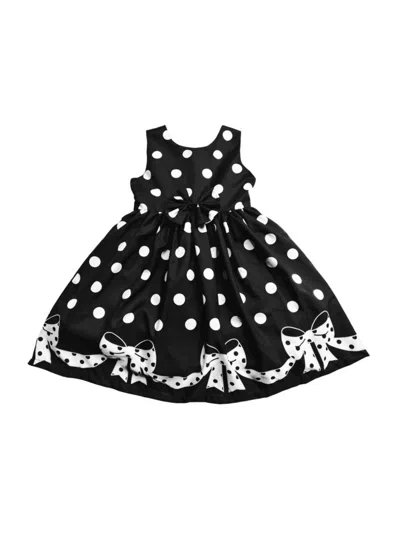 Joe-ella Kids' Baby Girl's, Little Girl's & Girl's Polka Dot Print Bow Dress In Black