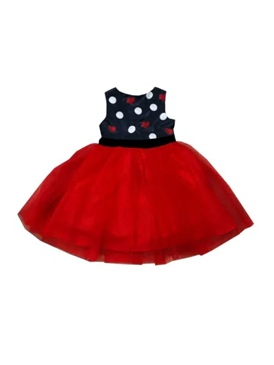 Joe-ella Kids' Girl's Polka Dot Heart Dress In Red