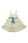 Joe-ella Kids' Floral Chiffon Tiered Party Dress In Yellow