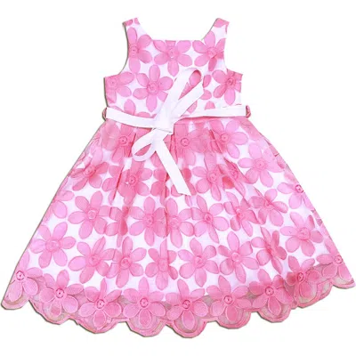 Joe-ella Kids' Floral Embroidered Party Dress In Pink