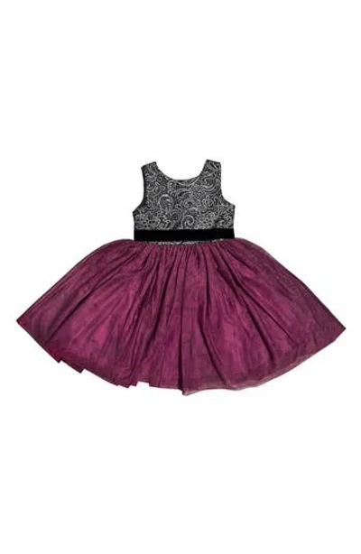 Joe-ella Kids' Lace Tulle Party Dress In Burgundy