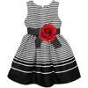 Joe-ella Kids' Rosette Stripe Party Dress In Black