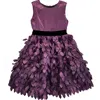 Joe-ella Kids' Textured Leaf Party Dress In Plum