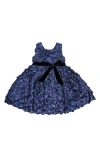 Joe-ella Kids' Textured Roses Party Dress In Blue
