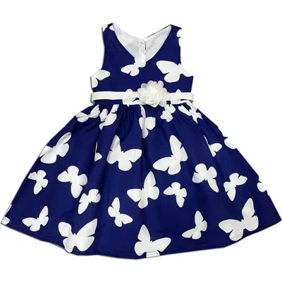 Joe-ella Kids' Butterfly Print Party Dress In Blue