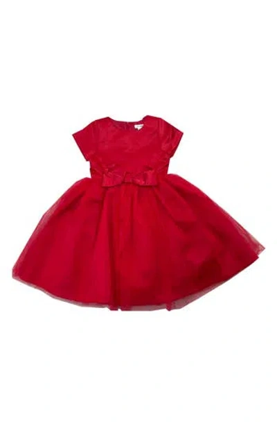 Joe-ella Kids' Cap Sleeve Tulle Overlay Occasion Dress In Red