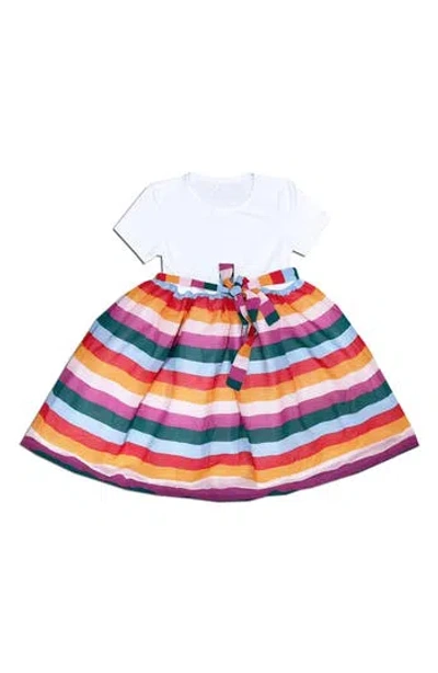 Joe-ella Kids' Chiffon Stripe Dress In Pink Multi