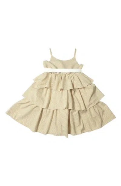 Joe-ella Kids' Polka Dot Tiered Party Dress In Brown
