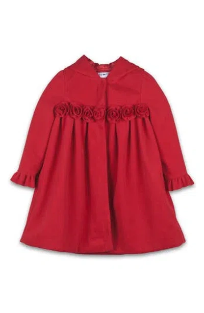 Joe-ella Kids' Rosette Hooded Coat In Red