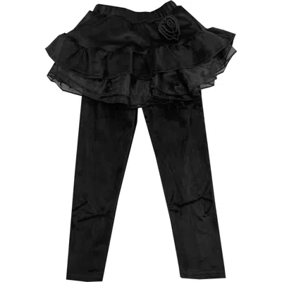Joe-ella Kids' Stretch Velour Skirted Leggings In Black