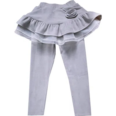 Joe-ella Kids' Stretch Velour Skirted Leggings In Gray