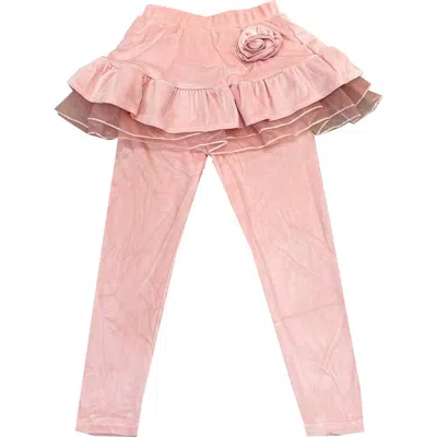 Joe-ella Kids' Velour Skirted Leggings In Pink