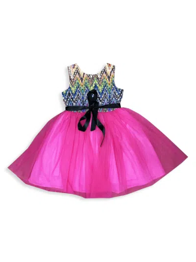 Joe-ella Kids' Little Girl's & Girl's Belted Overlay Tulle Dress In Pink