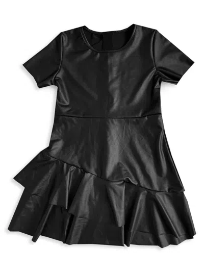 Joe-ella Kids' Little Girl's & Girl's Faux Leather Dress In Black