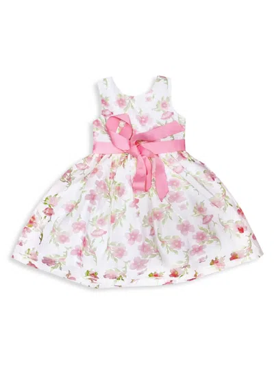 Joe-ella Kids' Little Girl's & Girl's Floral Organza A Line Dress In Pastel Pink