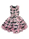 Joe-ella Little Girl's & Girl's Floral Satin Dress In Pink Multi