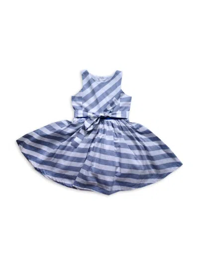 Joe-ella Kids' Little Girl's & Girl's Merit Stripe Fit & Flare Dress In Blue