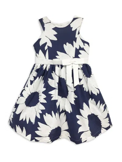 Joe-ella Kids' Little Girl's & Girl's Roxy Floral Fit & Flare Dress In Navy