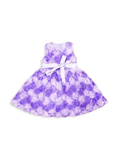 Joe-ella Kids' Little Girl's & Girl's Textured Rose Fit And Flare Dress In Purple