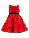 Joe-ella Little Girl's & Girl's Textured Rose Satin Dress In Red
