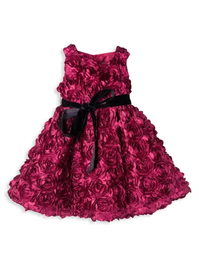 Joe-ella Kids' Little Girl's & Girl's Textured Rose Satin Dress In Dark Red