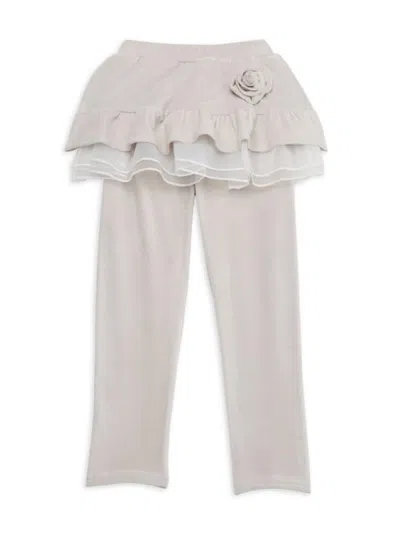 Joe-ella Kids' Little Girl's & Girl's Velvet Skirted Leggings In Silver