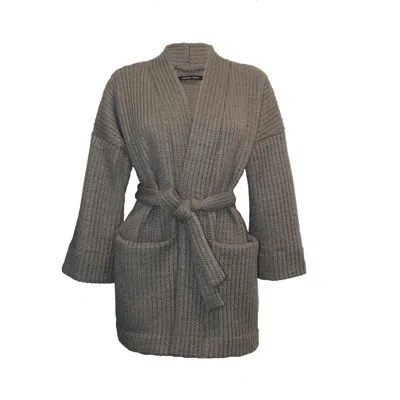 Joeleen Torvick Women's Kimono Chunky Wool Cardigan - Neutrals In Gray