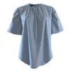 Joeleen Torvick Women's Sky Blue Puff Sleeve Gathered Top In Blue