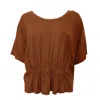 Joeleen Torvick Women's Yellow / Orange Gathered Reversible Tee - Rust In Yellow/orange