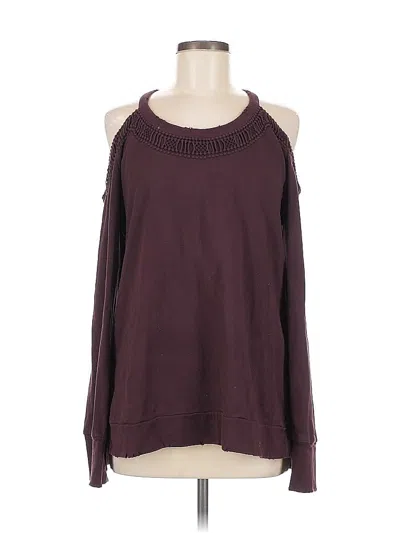 Pre-owned Joe's Black Collection Long Sleeve Top Burgundy Cold Shoulder Neckline Tops