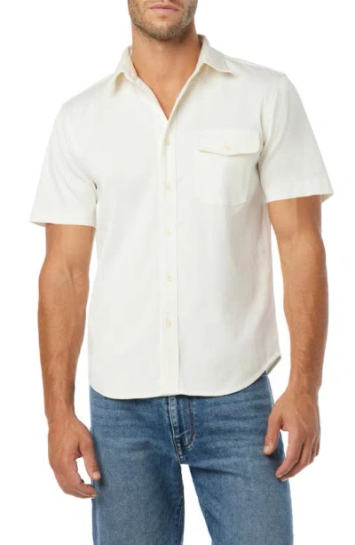 Joe's Howard Short Sleeve Stretch Lyocell & Cotton Button-up Shirt In Natural
