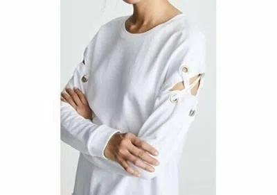 Joe's Jeans Alice Lace Up Sleeve Cotton Sweatshirt In White