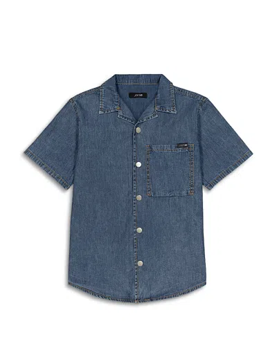Joe's Jeans Boys' Short Sleeved Chambray Denim Shirt - Big Kid In Blue