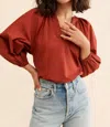 Joe's Jeans Camille Raglan Blouson Top In Burnt Henna In Multi
