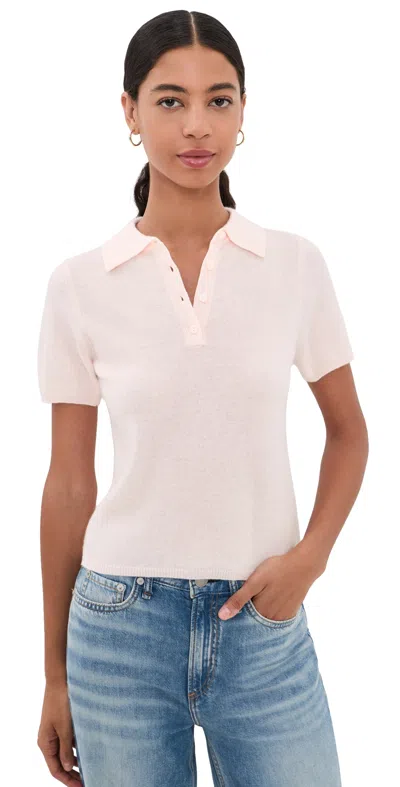 Joe's Jeans Cashmere Short Sleeve Polo Sweater Powder Pink