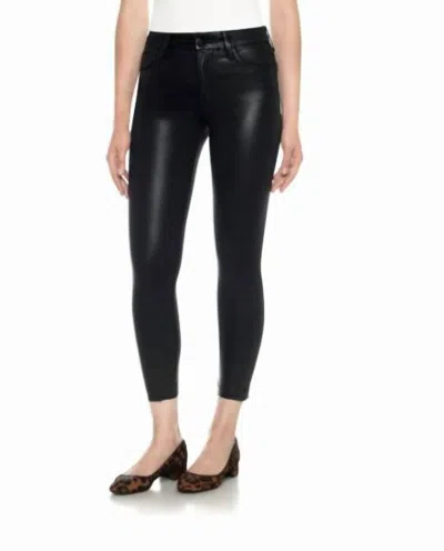 Joe's Jeans Charlie High Rise Coated Raw Hem Skinny Jeans In Black