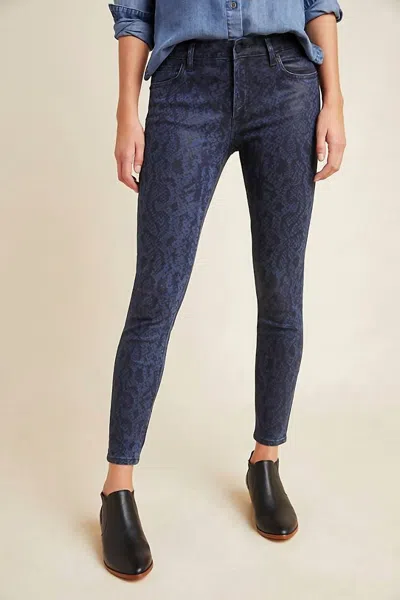 Joe's Jeans Charlie High Rise Coated Snake Print Skinny Jeans In Navy Blue