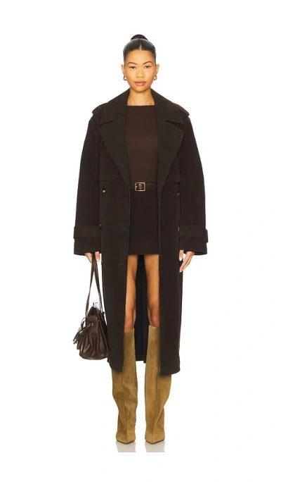 Joe's Jeans Elizabeth Vegan Suede Trench Coat In Brown