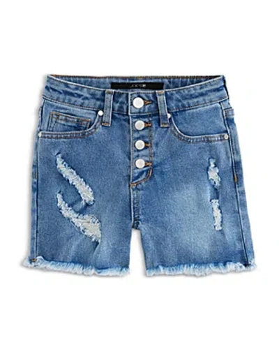 Joe's Jeans Girls' Jolly Distressed Button Fly Jean Shorts - Little Kid In Blue Ash Wash
