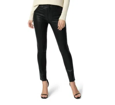 Joe's Jeans High Rise Coated Raw Hem Glossy Ankle Skinny Jeans In Black