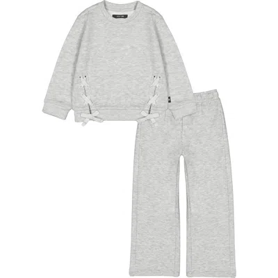 Joe's Jeans Babies'  Bow Sweatshirt & Sweatpants Set In Gray