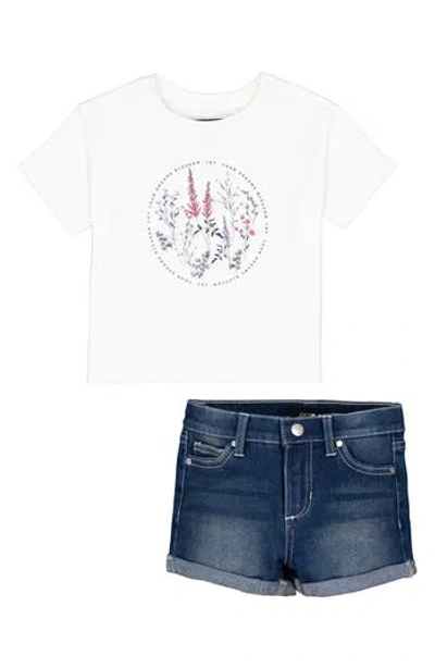 Joe's Jeans Babies'  Graphic T-shirt & Denim Shorts Set In White