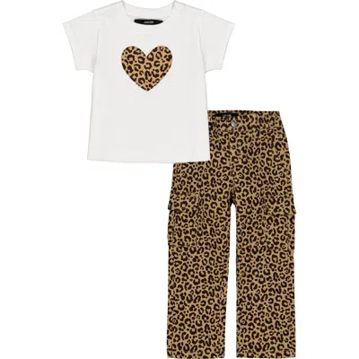 Joe's Jeans Babies'  Heart Graphic T-shirt & Leopard Print Jeans In Multi