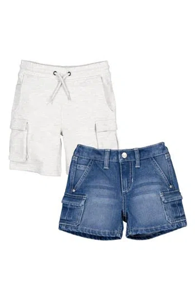 Joe's Jeans Kids' 2-pack Terry & Denim Cargo Shorts In Heather Oatmeal