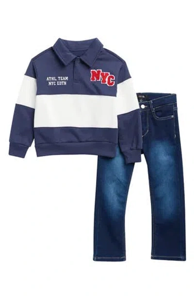 Joe's Jeans Kids' 2-piece Polo Sweatshirt & Jeans Set In Blue