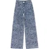 Joe's Jeans Kids' Bailey Print Patch Pocket Palazzo Wide Leg Jeans In Blue