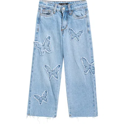 Joe's Jeans Kids' Butterfly Patch Wide Leg Jeans In Blue