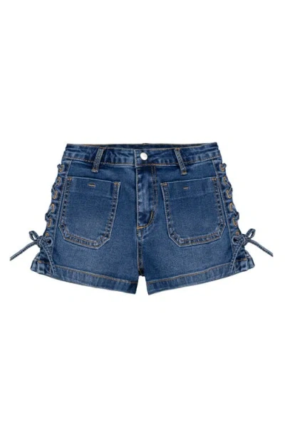 Joe's Jeans Kids' Emmy Lace-up Denim Shorts In Blue